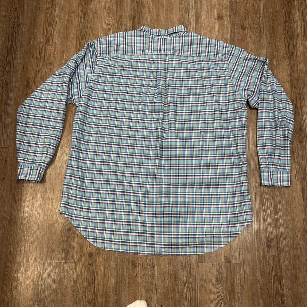 Ralph Lauren Mens 2XLT Plaid Button Down Shirt Blue Green Long Sleeve Tall - Picture 2 of 5